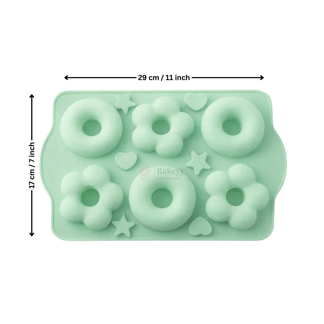 Silicone Donut & Flower Chocolate Mould Multi-Shape Star & Heart Dessert Mould | Pack of 1 - Image 2