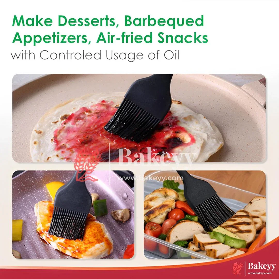Silicone Flat Pastry Cooking Oil Brush for Grilling | Tandoor and BBQ | Multipurpose Silicon Brush | Black Colour - Image 3