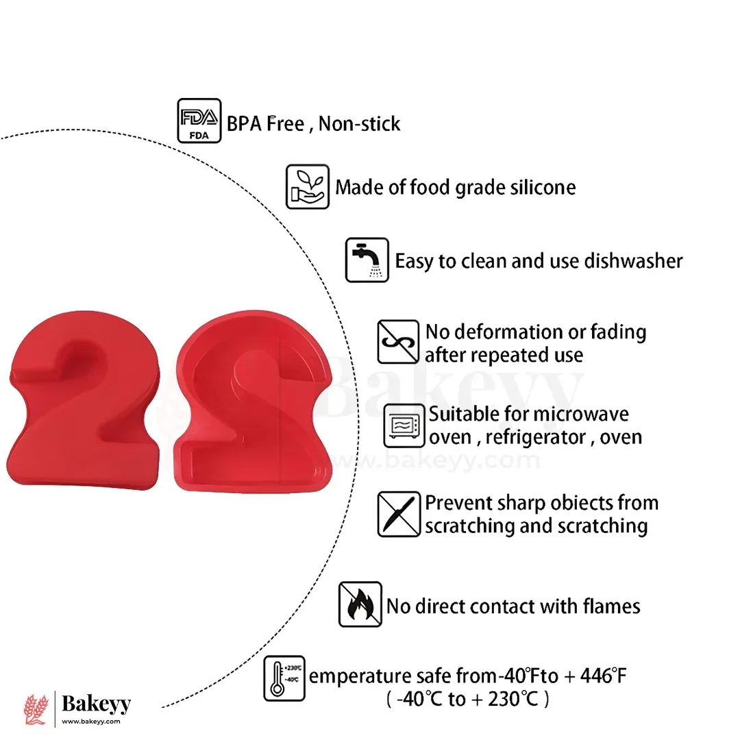 Silicone Number 2 Cake Mold – Non-Stick, Heat Resistant, Multipurpose Baking Mould  (Pack Of 1) - Image 3