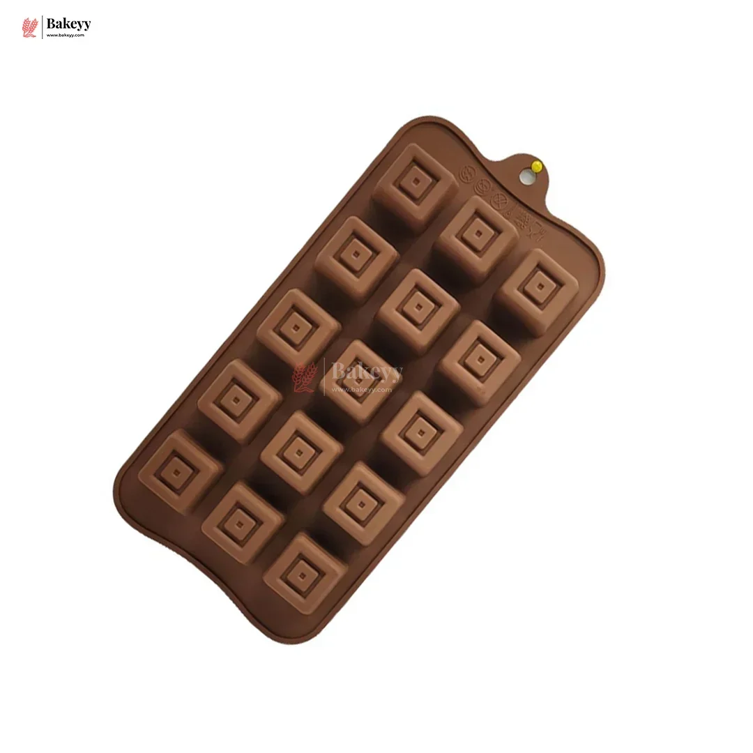Silicone Square Layered Chocolate Mould – 15 Cavity Geometric Design Tray| 1 Piece - Image 3