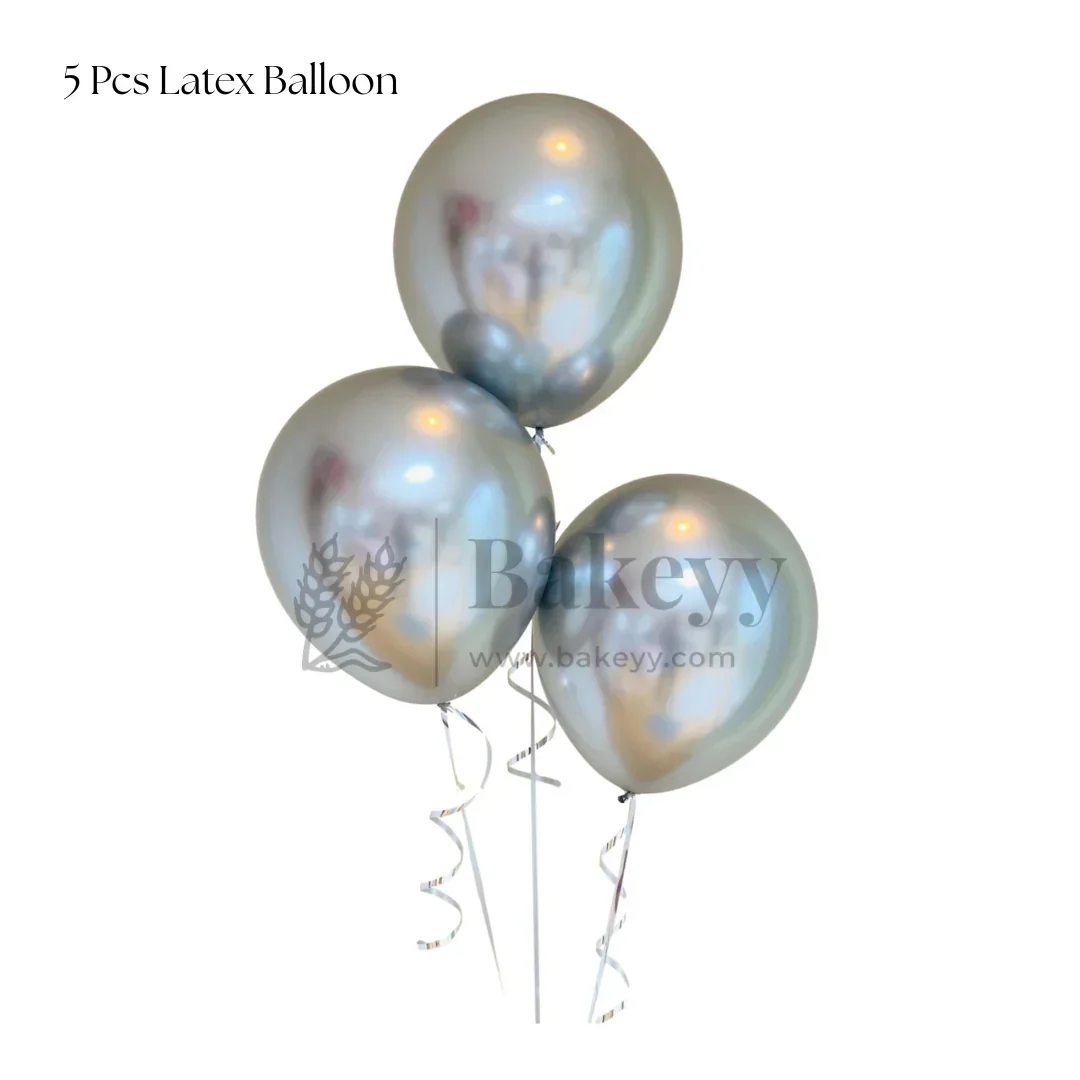 Silver Balloon Set – Latex & Confetti Combo | Party Decoration Combo | 10 pc Set | Pack of 1 - Image 2