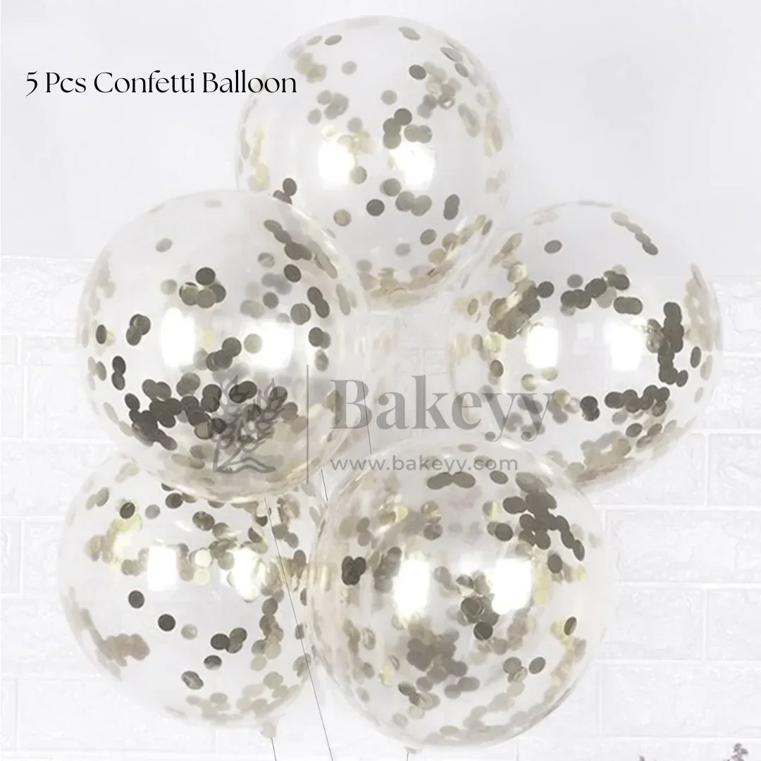 Silver Balloon Set – Latex & Confetti Combo | Party Decoration Combo | 10 pc Set | Pack of 1 - Image 3