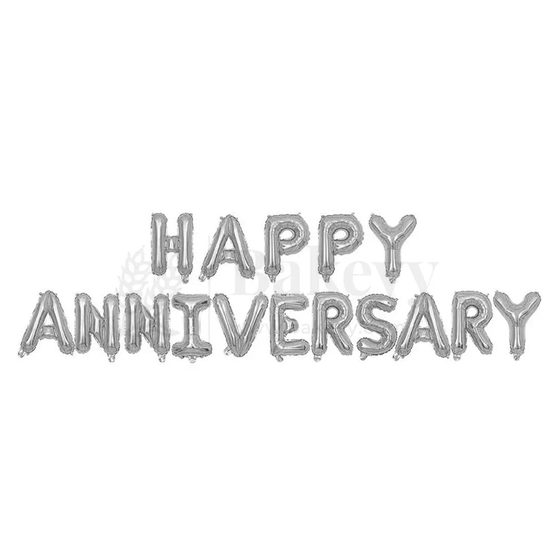 Silver Happy Anniversary Foil Balloon | Pack of 1