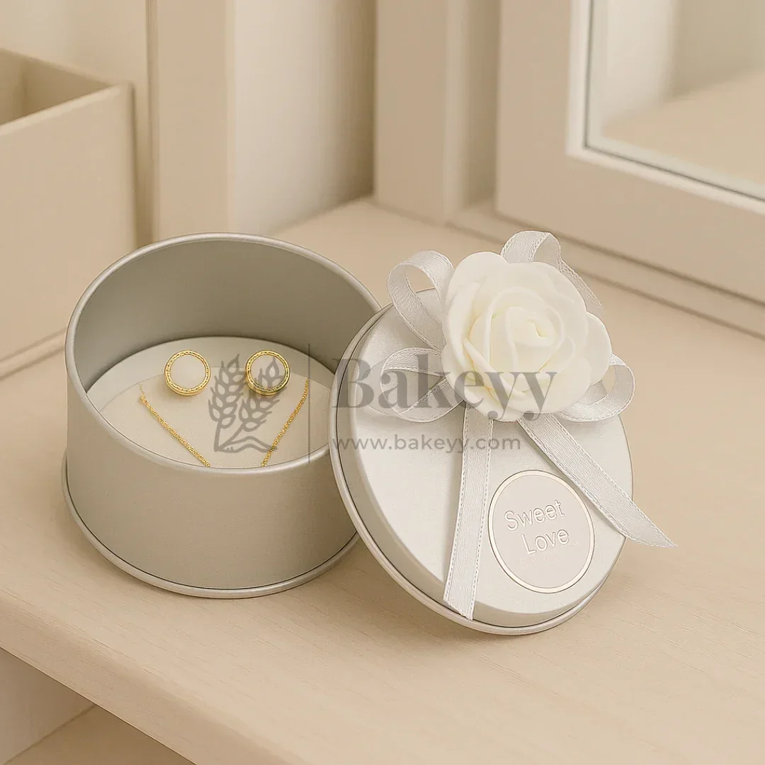 Silver Round Empty Decorative Tin Box | Gift Box | Jewellery Box | Luxury Box | Pack of 12 - Image 4