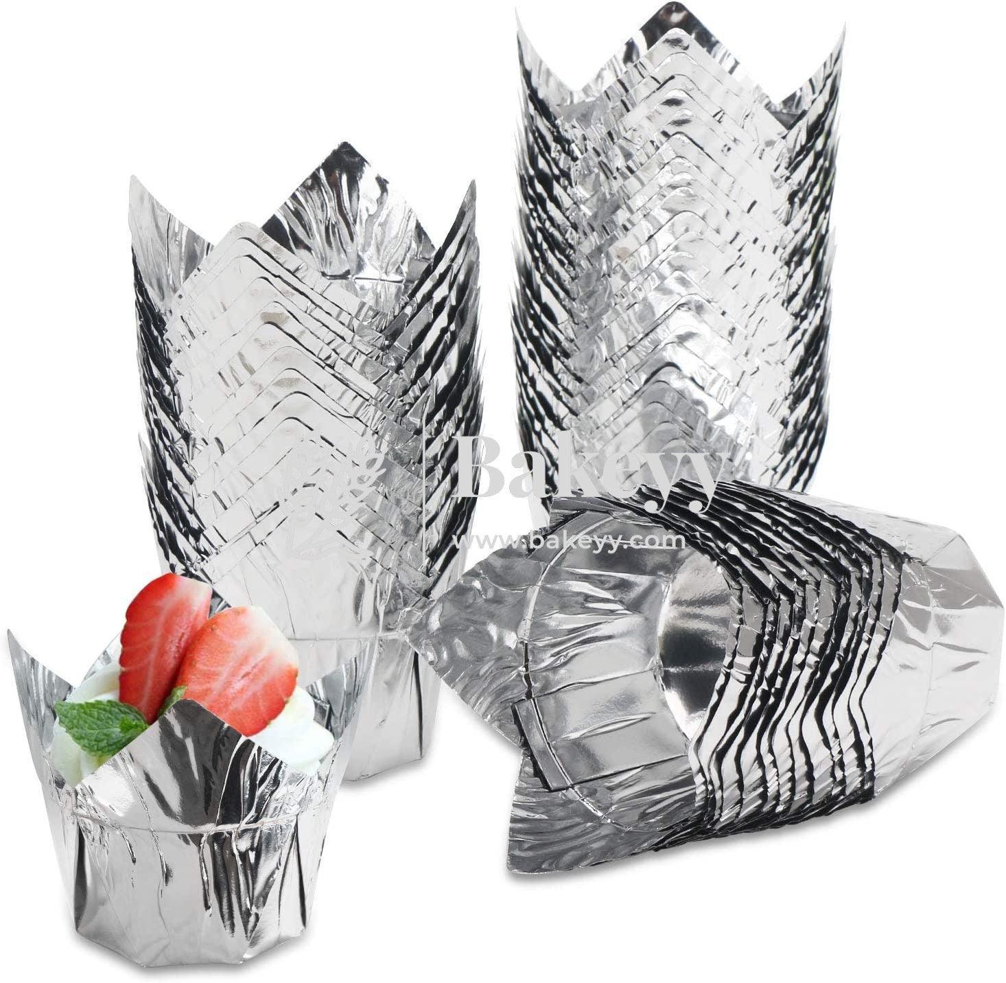 Silver Tulip Cup | Pack of 50 | Muffin Cup | Cupcake Liners - Image 4