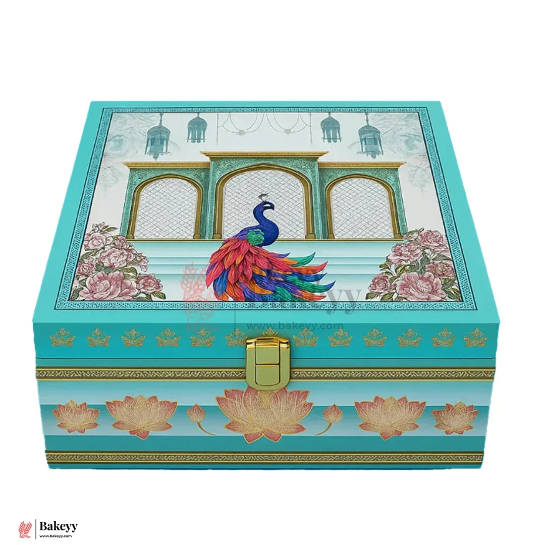 MDF 4 Cavity Royal Peacock Square Gift Box | Pack of 1 - Image 5