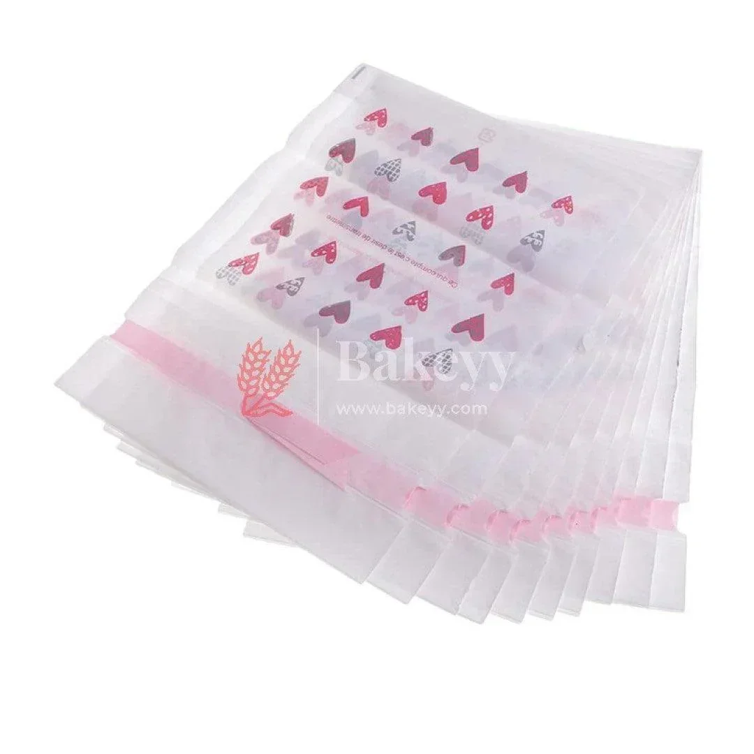 Hearts Plastic Stand Up Treat Favor Bags Gift Wrapper Bags for Candy Cookie Chocolate | Pack of 50 - Image 3