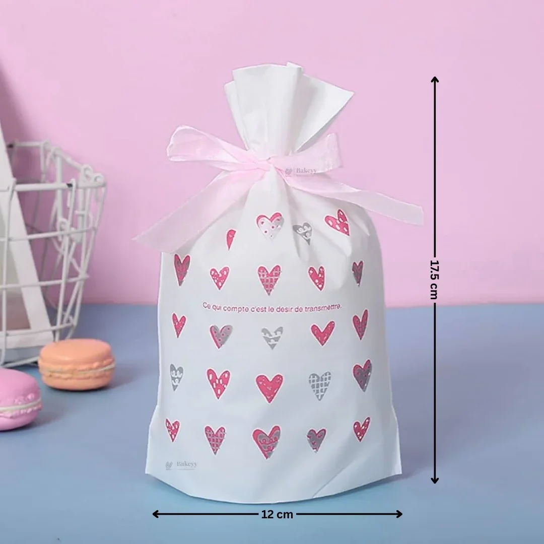 Hearts Plastic Stand Up Treat Favor Bags Gift Wrapper Bags for Candy Cookie Chocolate | Pack of 50 - Image 7