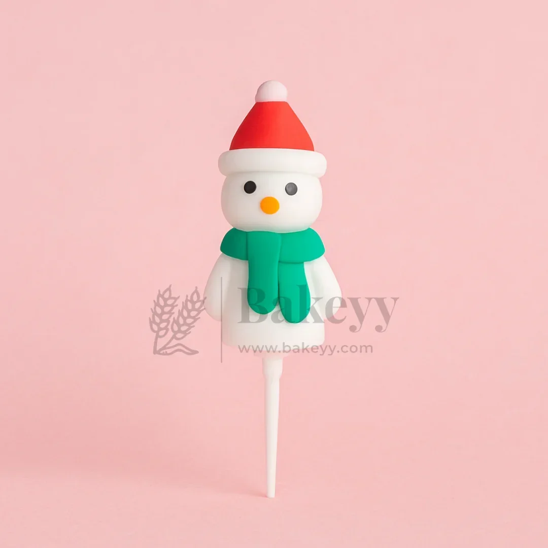 Snowman with Green Scarf Cake Topper | Christmas Miniature Figurines | Christmas Decor | Pack of 10 - Image 3