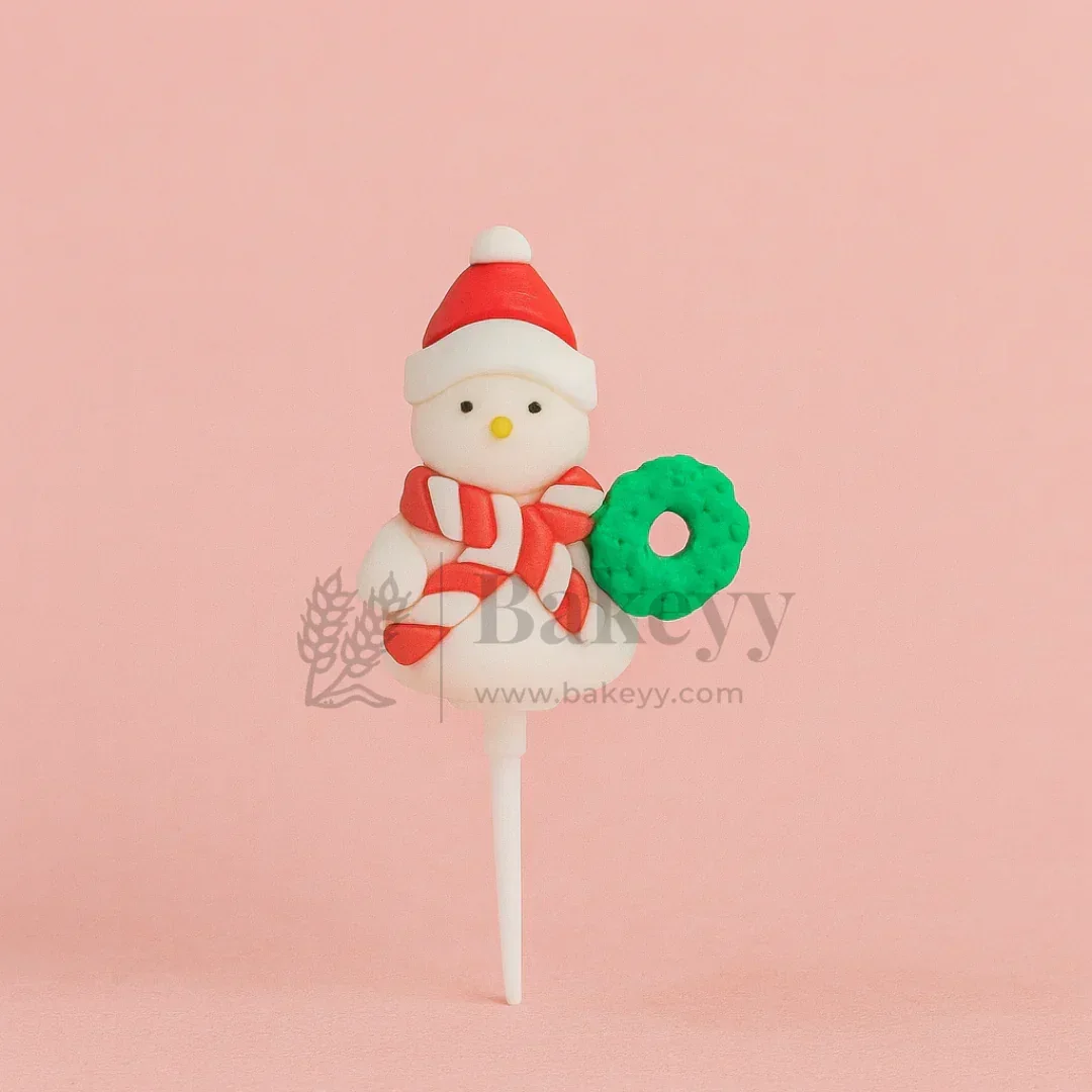 Snowman with Wreath Cake Topper | Christmas Miniature Figurines | Christmas Decor | Pack of 10 - Image 3