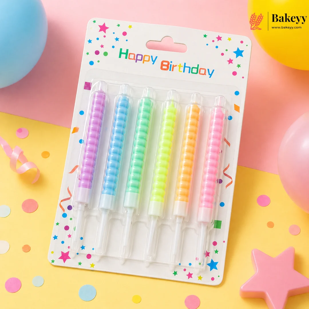 Spiral Birthday Cake Candles with Holders | Multiple color's Party Candles | Pack of 6 - Image 9