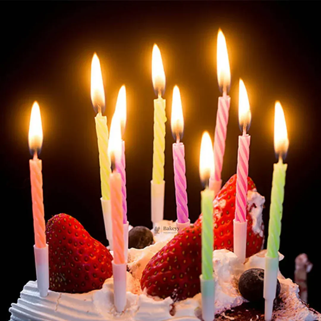 Spiral Birthday Cake Candles with Holders | Small | Pack of 10 - Image 3