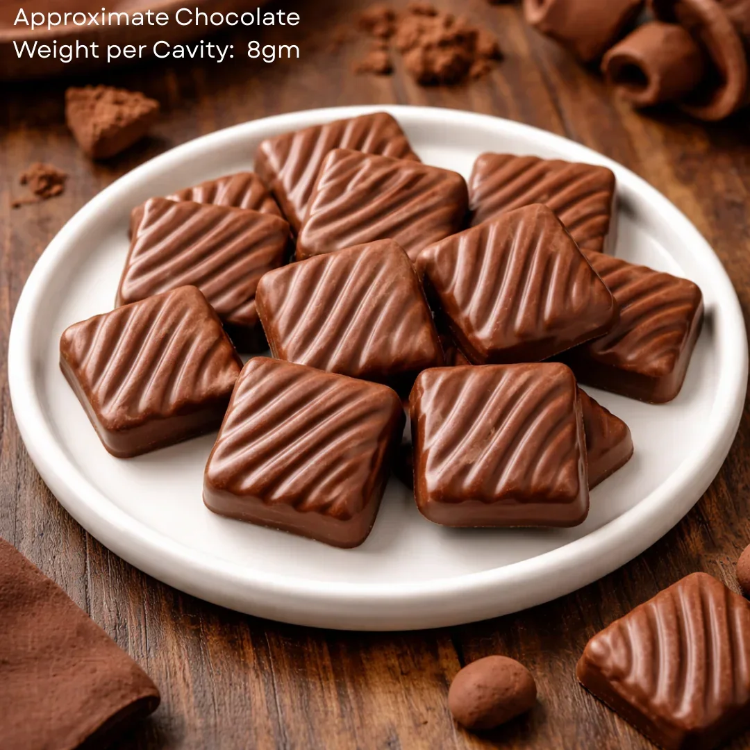 Mould 015 | Square Chocolate Mould with Swirl Texture | 15 Cavity Clear Plastic Chocolate Mould Tray | Pack of 1 - Image 3