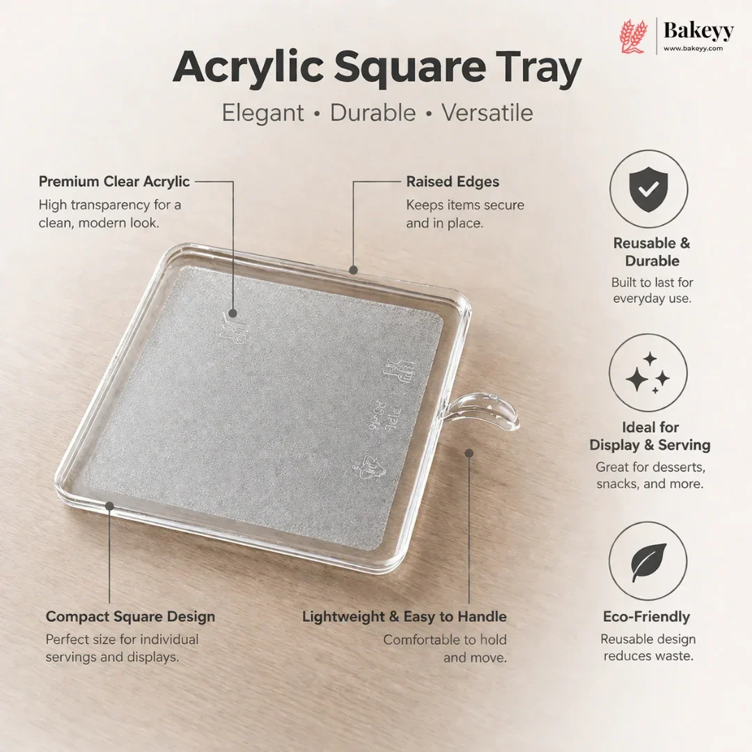Square Dessert Tray | Clear & Black Pastry Base Tray for Cakes & Brownies | Pack of 50 - Image 4