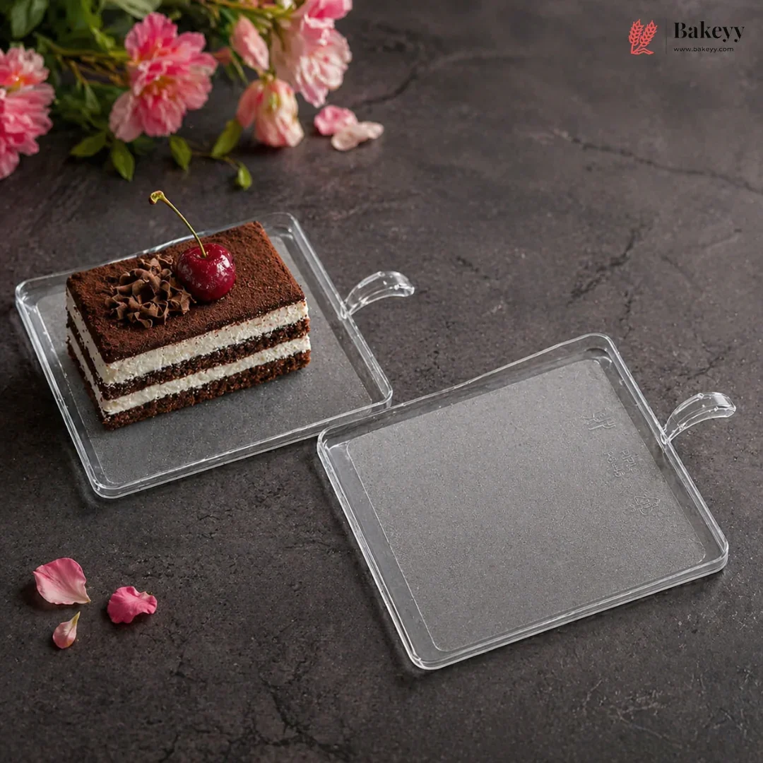 Square Dessert Tray | Clear & Black Pastry Base Tray for Cakes & Brownies | Pack of 50 - Image 6