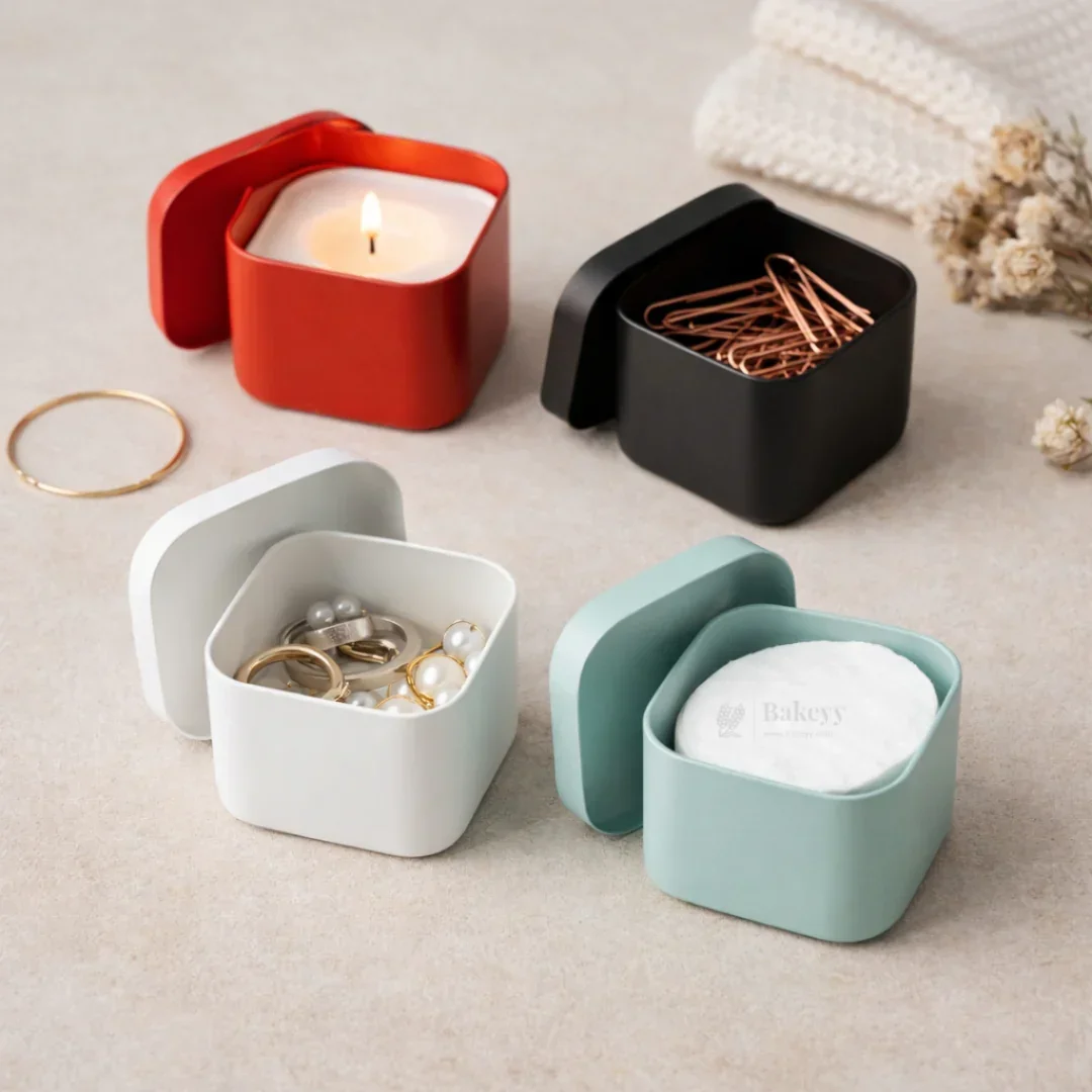 Square Metal Tin Box | Multi-Purpose Storage Tin | Candle, Gift & Storage Use | Pack of 12 - Image 4