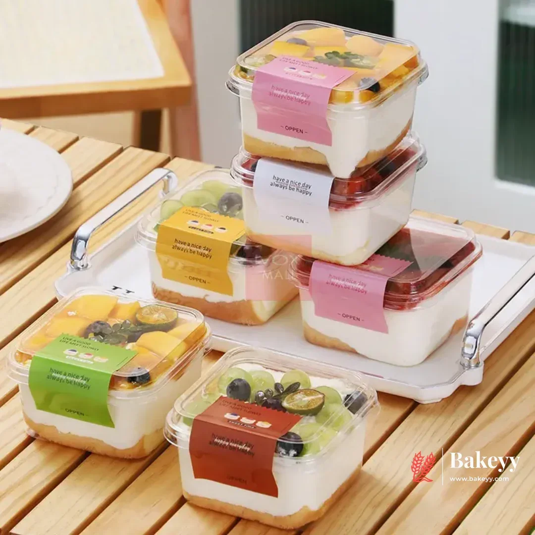 PET Transparent Food Box with Lid | Tiramisu Box | Dessert Containers | Pack of 50 - Image 3
