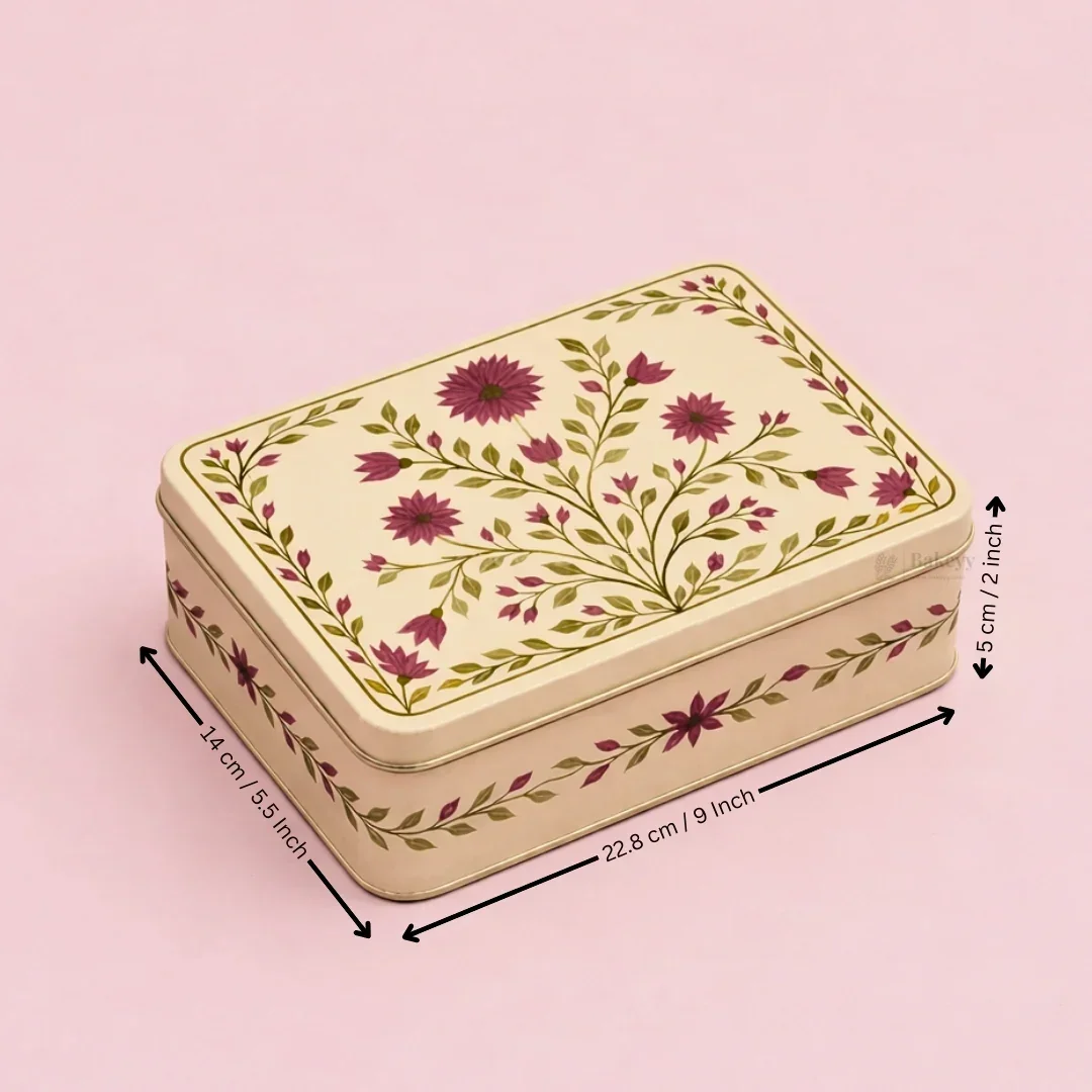 Premium Elegant Floral Tin Box – Pink & Gold Accents| Pack of 1 - Image 10