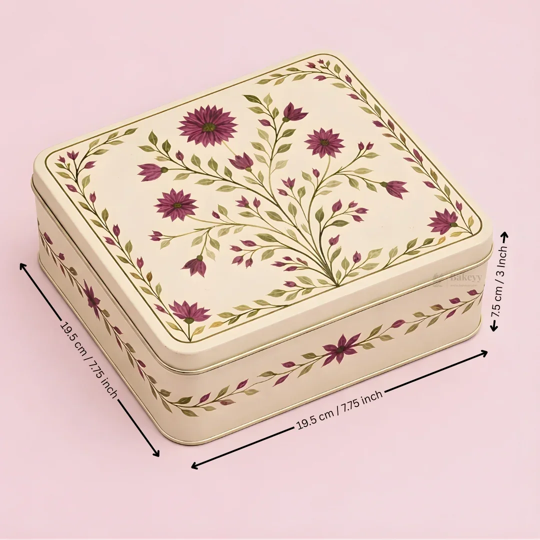 Premium Elegant Floral Tin Box – Pink & Gold Accents| Pack of 1 - Image 11