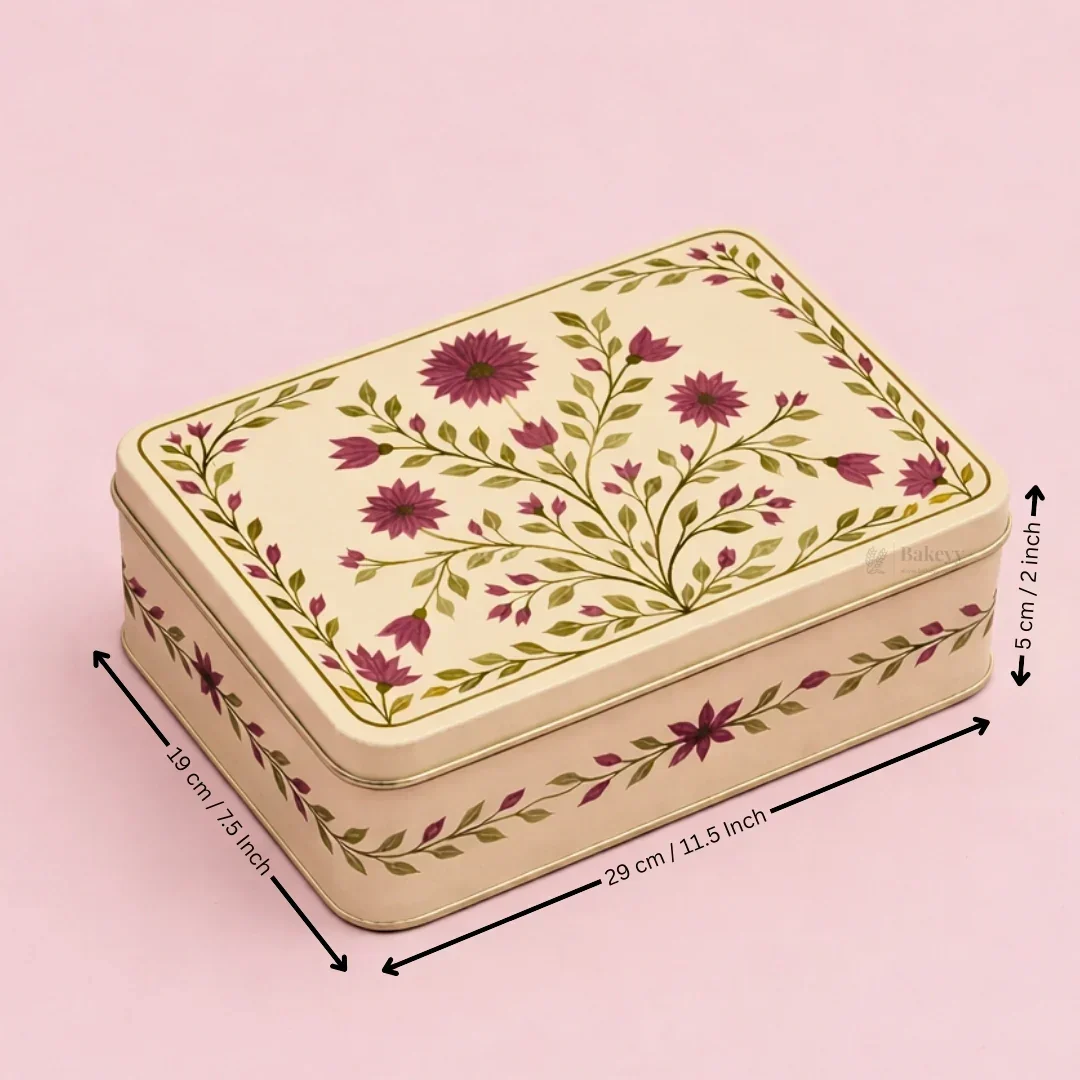 Premium Elegant Floral Tin Box – Pink & Gold Accents| Pack of 1 - Image 12