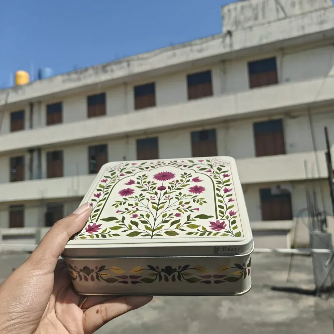 Premium Elegant Floral Tin Box – Pink & Gold Accents| Pack of 1 - Image 3