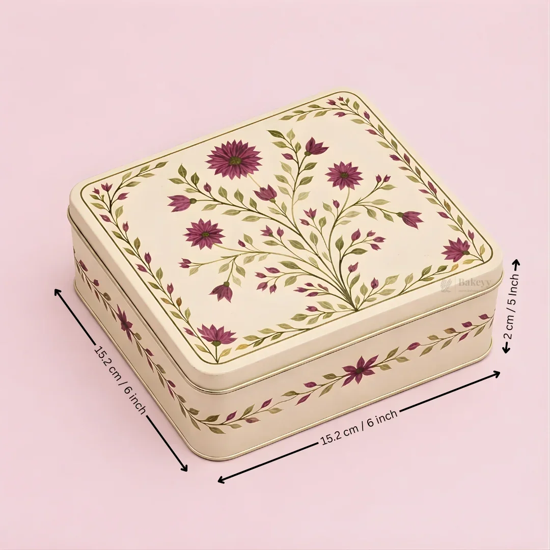 Premium Elegant Floral Tin Box – Pink & Gold Accents| Pack of 1 - Image 8