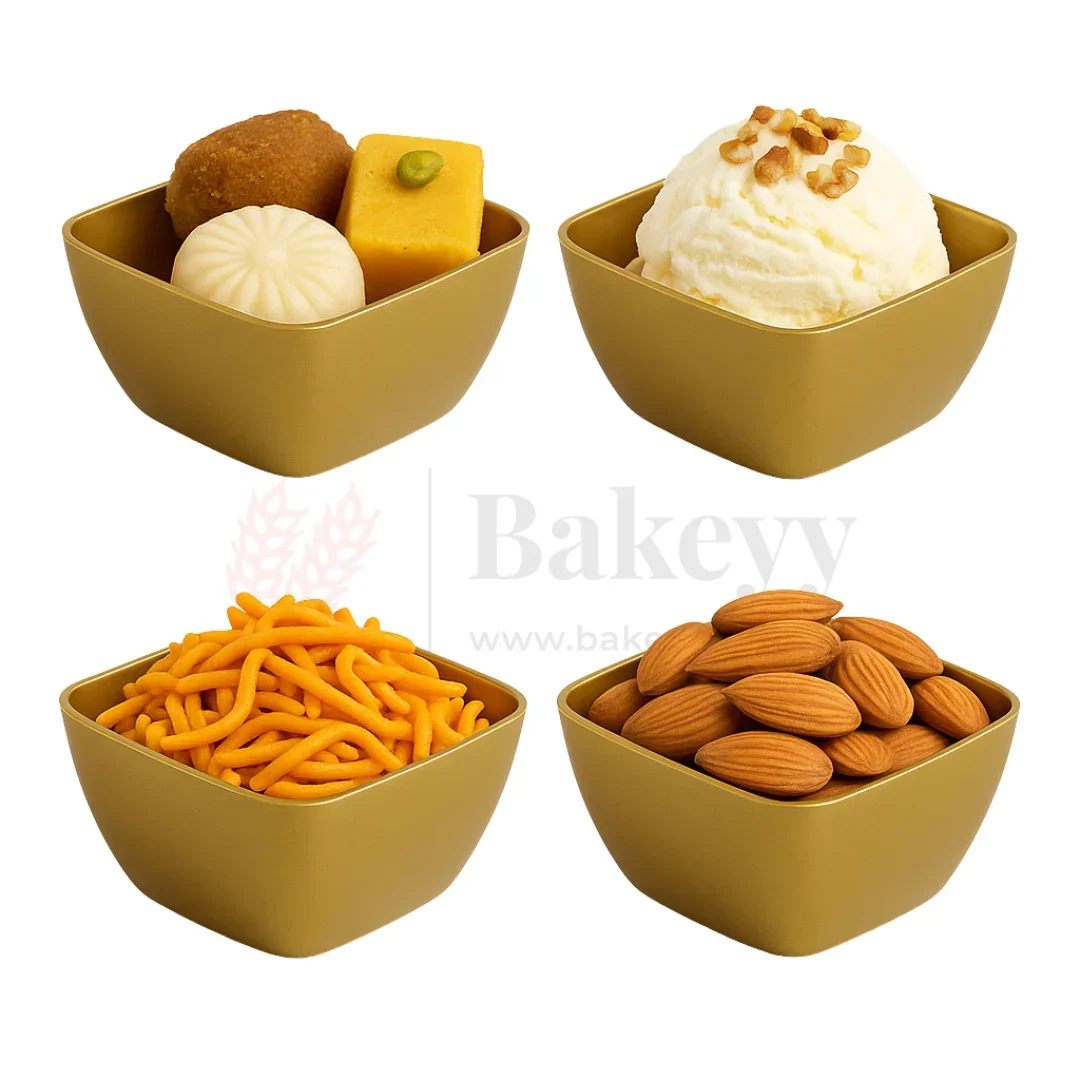 Square Wati Box Gold | Disposable Mini Serving Bowls | Pack Of 20 | D49 - Image 4