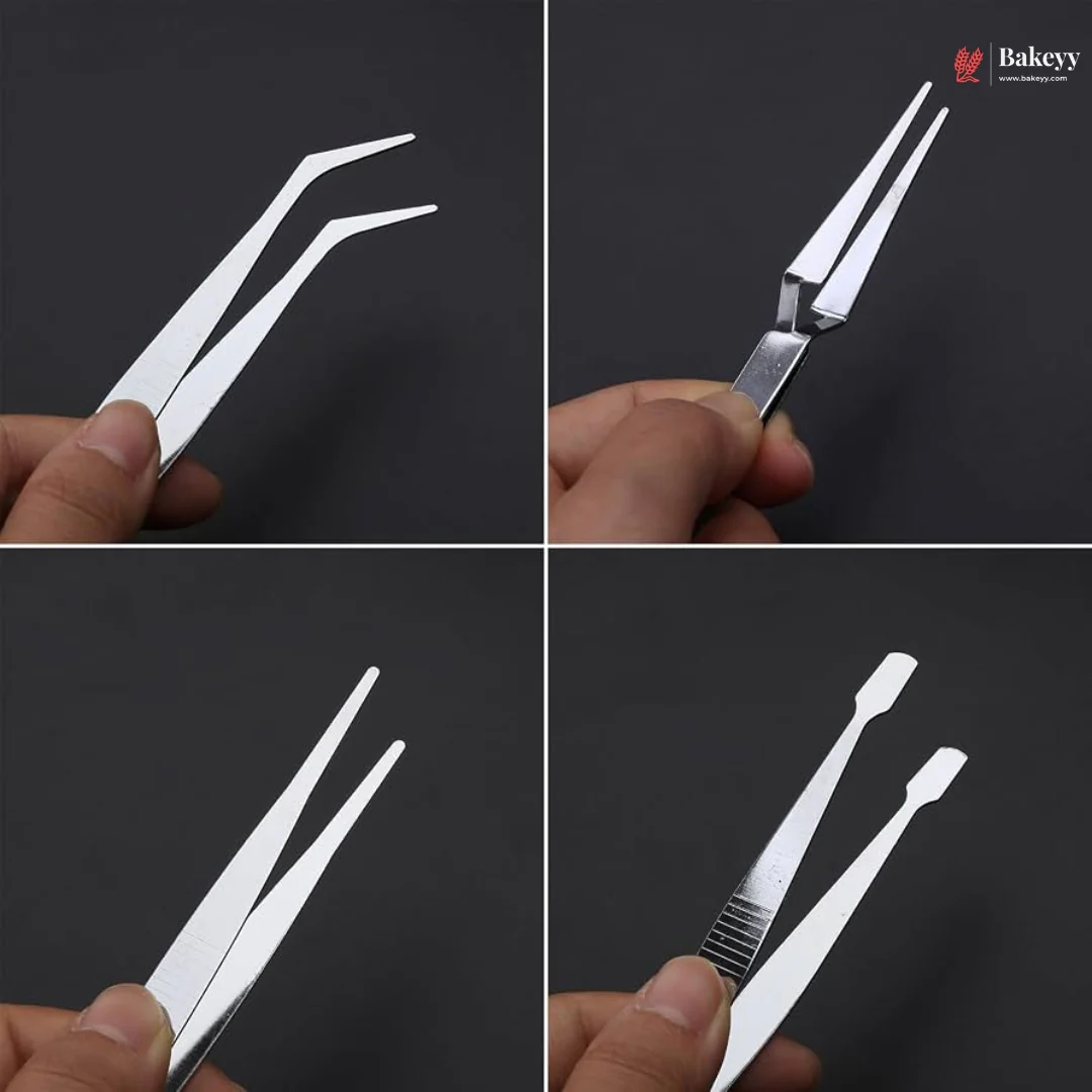 Stainless Steel Precision Tweezers | Straight, Curved & 4 Pc Set | Baking, Craft & Decorating Tool | Pack of 1 - Image 3