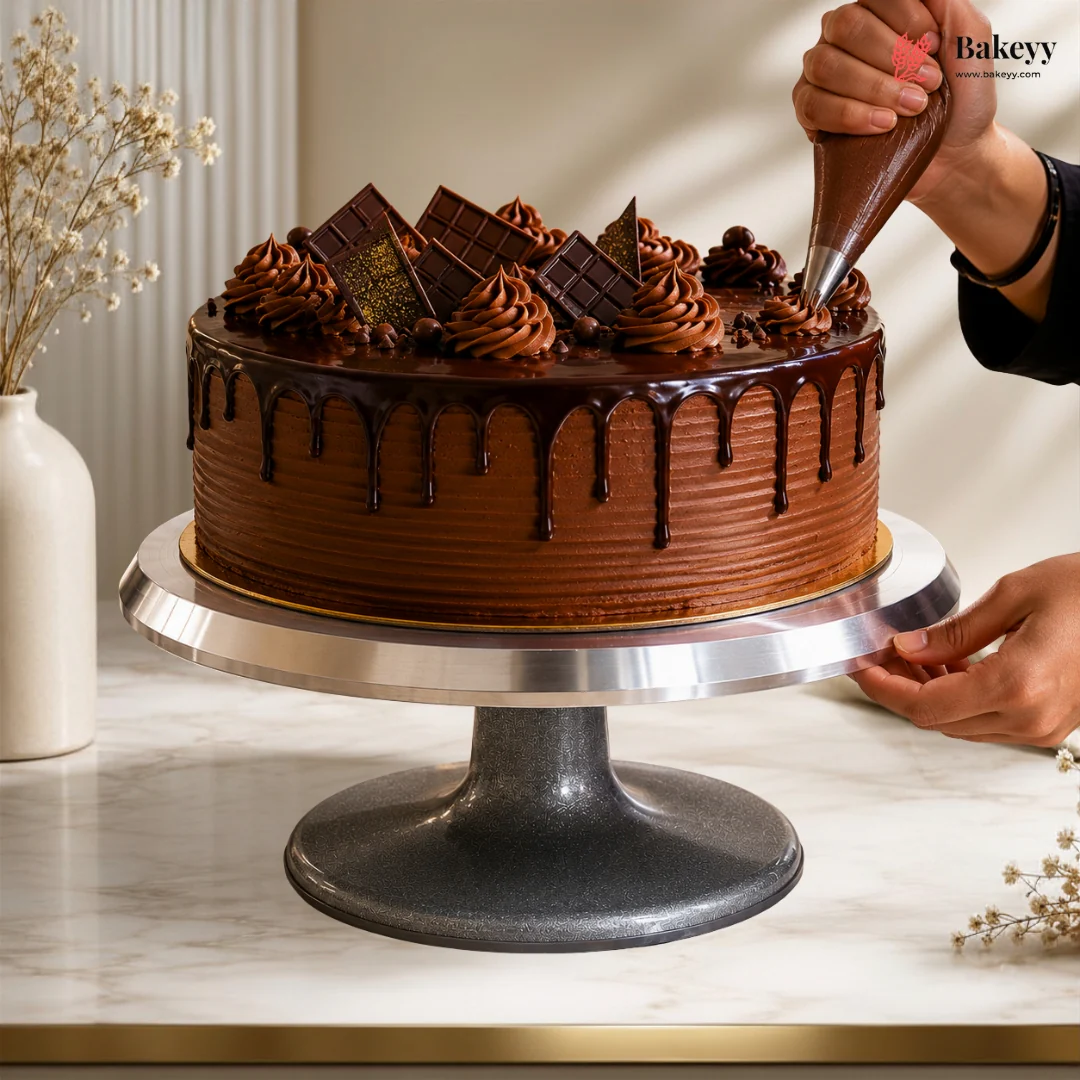 12 Inch | Stainless Steel Rotating Cake Turntable Stand for Icing, Frosting & Cake Decorating | Pack of 1 - Image 5