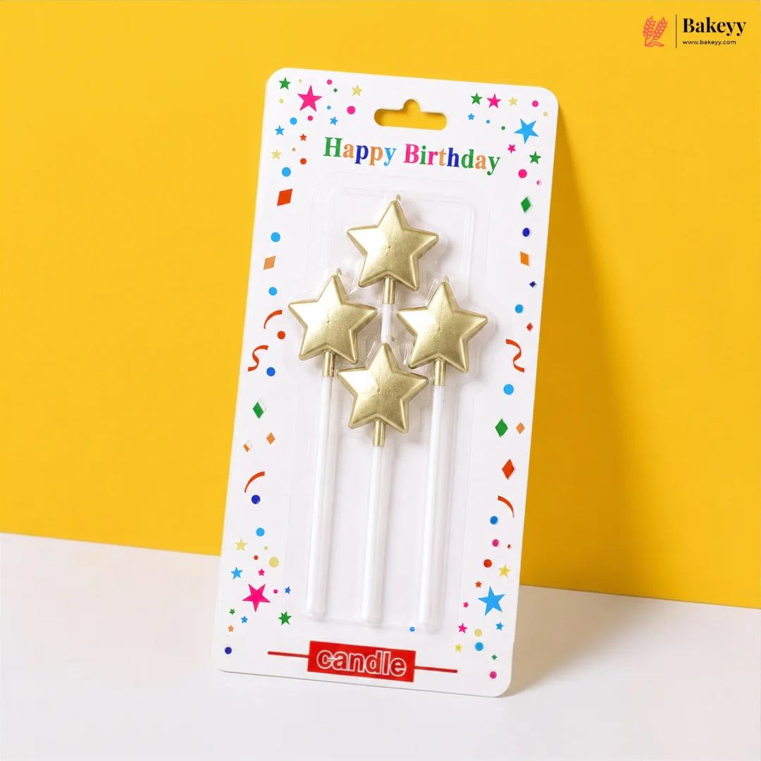 4 Pcs | Star Shape Cake Candles with Picks | Birthday Cake Decoration Candles | Pack of 1 - Image 4