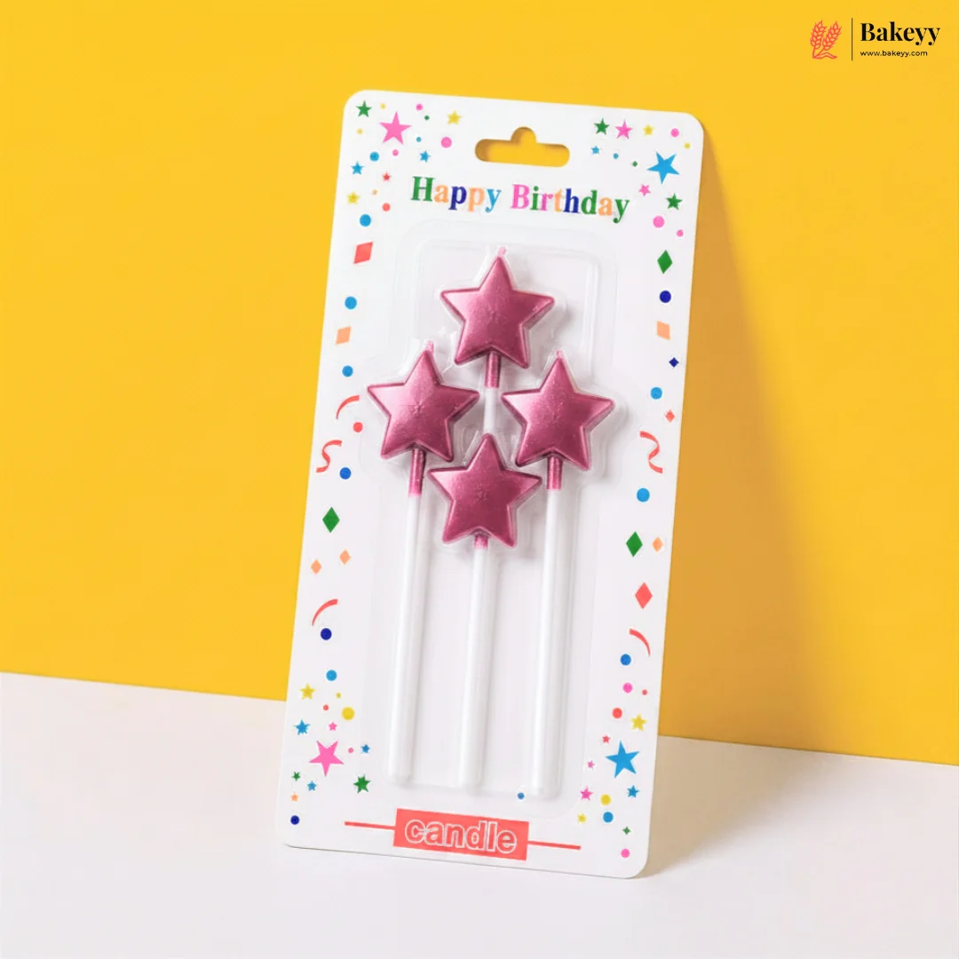 4 Pcs | Star Shape Cake Candles with Picks | Birthday Cake Decoration Candles | Pack of 1 - Image 5