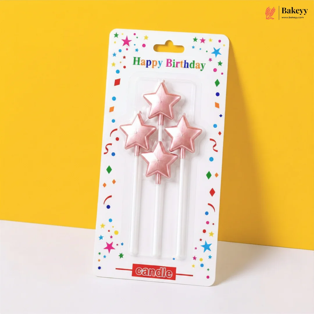 4 Pcs | Star Shape Cake Candles with Picks | Birthday Cake Decoration Candles | Pack of 1 - Image 6