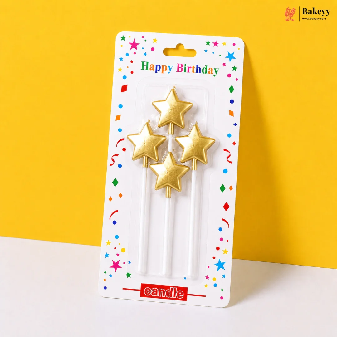 4 Pcs | Star Shape Cake Candles with Picks | Birthday Cake Decoration Candles | Pack of 1 - Image 8