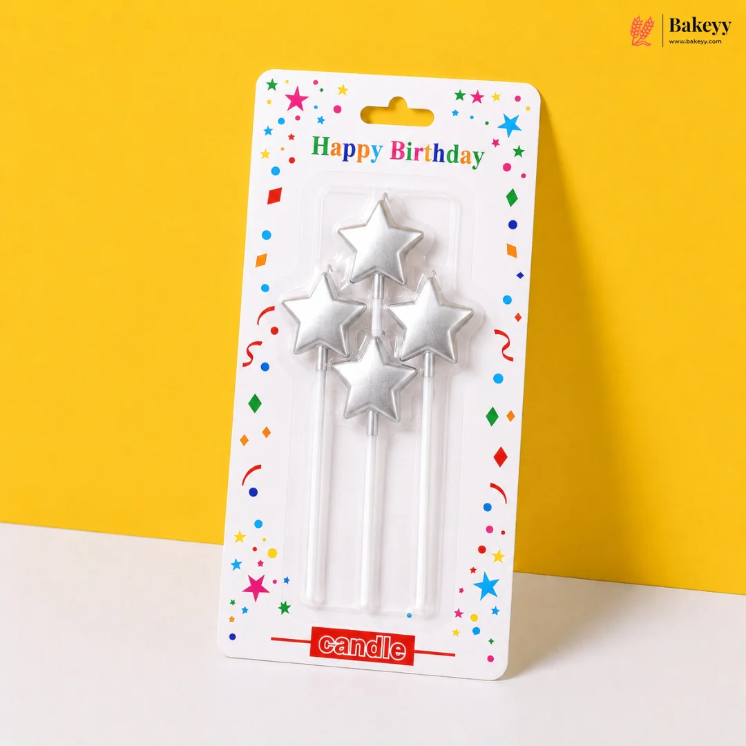 4 Pcs | Star Shape Cake Candles with Picks | Birthday Cake Decoration Candles | Pack of 1 - Image 9