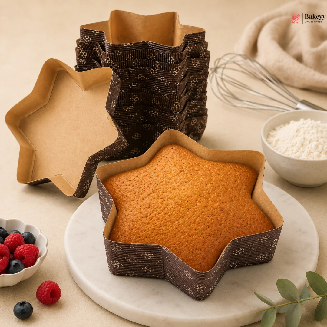 Star Shape Bake N Serve Mould | Printed Design Mould | Pack of 25 - Image 4
