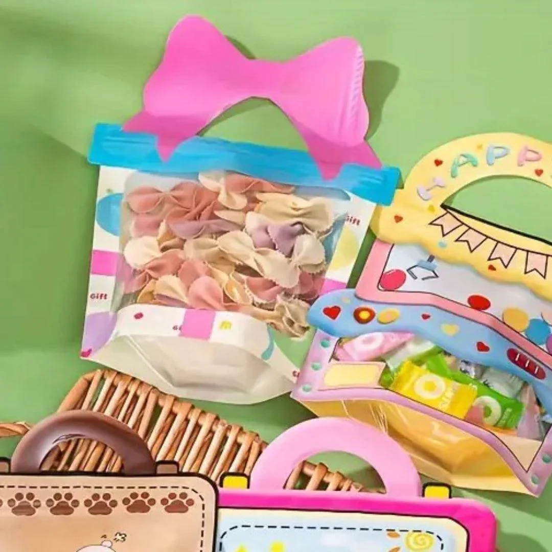 Gift Box Shape Treat Storage Bags with Bow | Fancy Zip Lock Pouches | Pack of 50 - Image 5