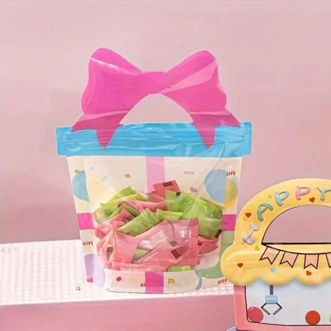 Gift Box Shape Treat Storage Bags with Bow | Fancy Zip Lock Pouches | Pack of 50 - Image 6