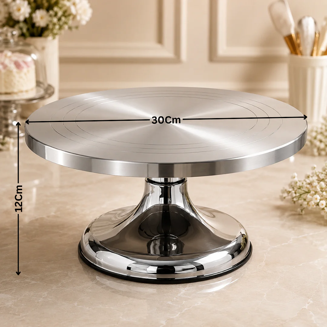 Steel Finish Turn Table | Plastic Base | 2 Colours Available | Pack of 1 - Image 4