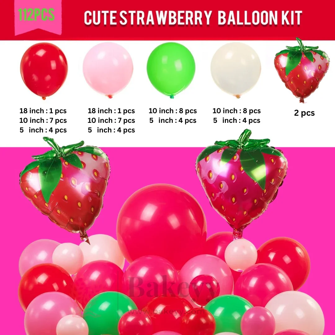 Strawberry Theme Party Decoration Set | Cute Strawberry Balloon Arch Kit | Party Decor | Pack of 1 - Image 2
