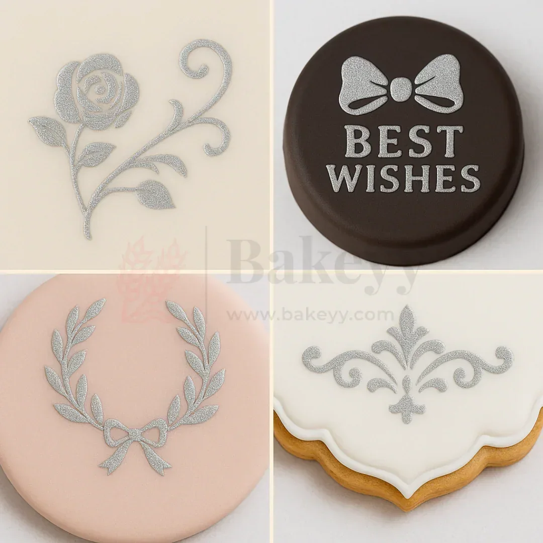Sugarin Pure Silver Edible Stencil Gel - 50g | Vegan Metallic Cake Texture Gel - Image 2
