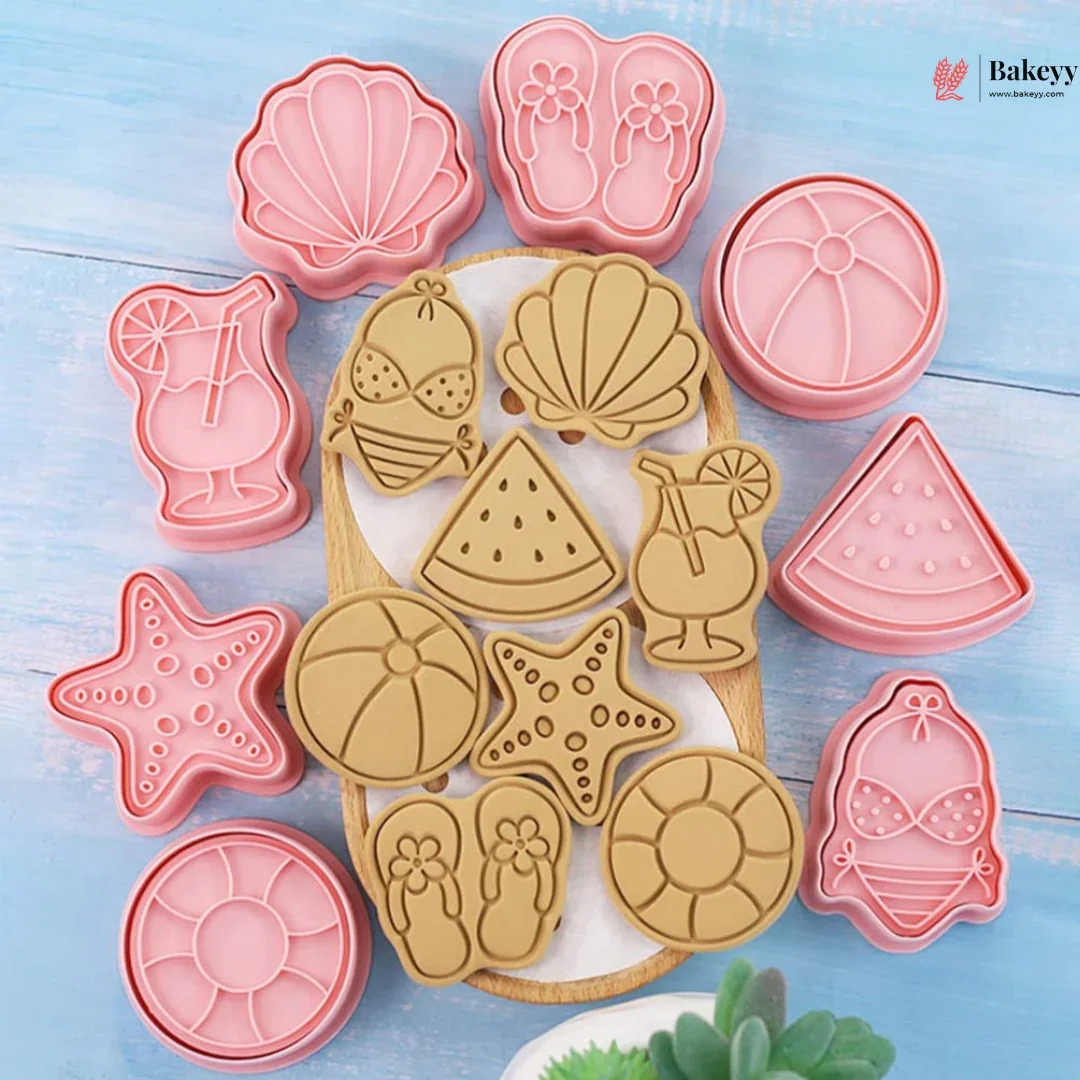 Summer Beach Theme Cookie Cutter & Embosser Set | 8 Piece | Pack of 1 - Image 3