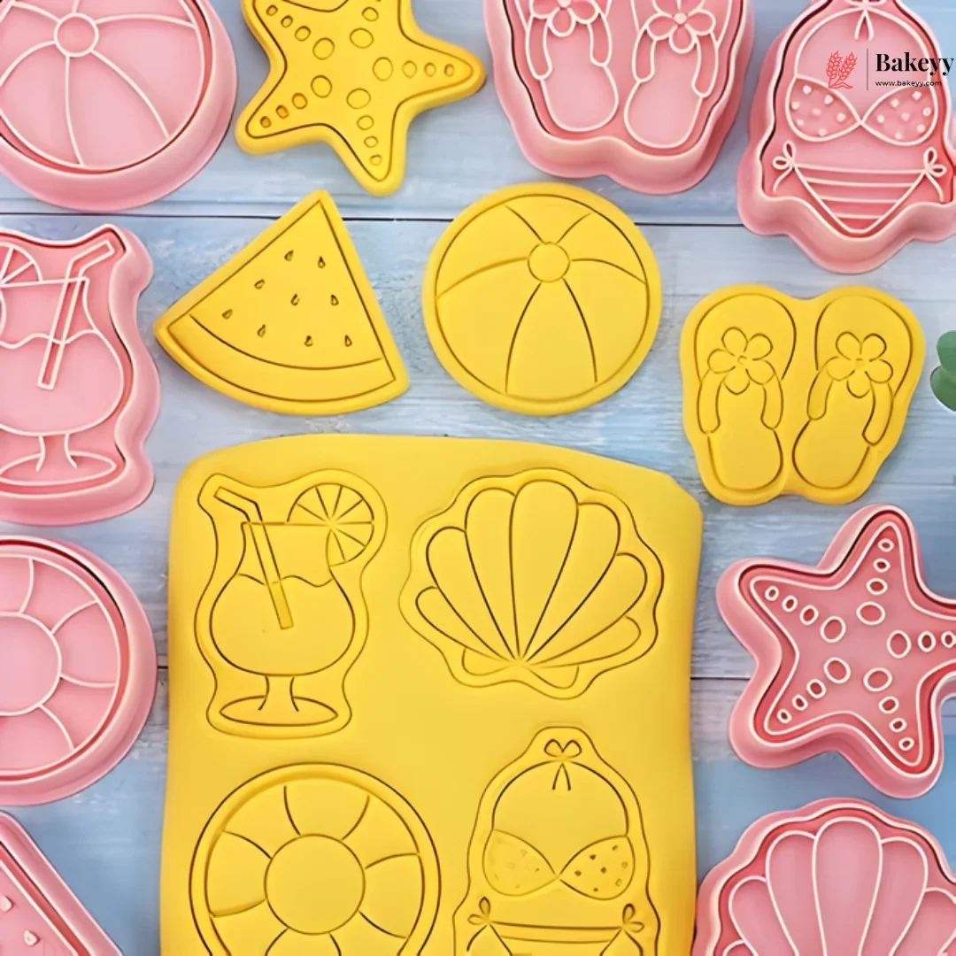 Summer Beach Theme Cookie Cutter & Embosser Set | 8 Piece | Pack of 1 - Image 4