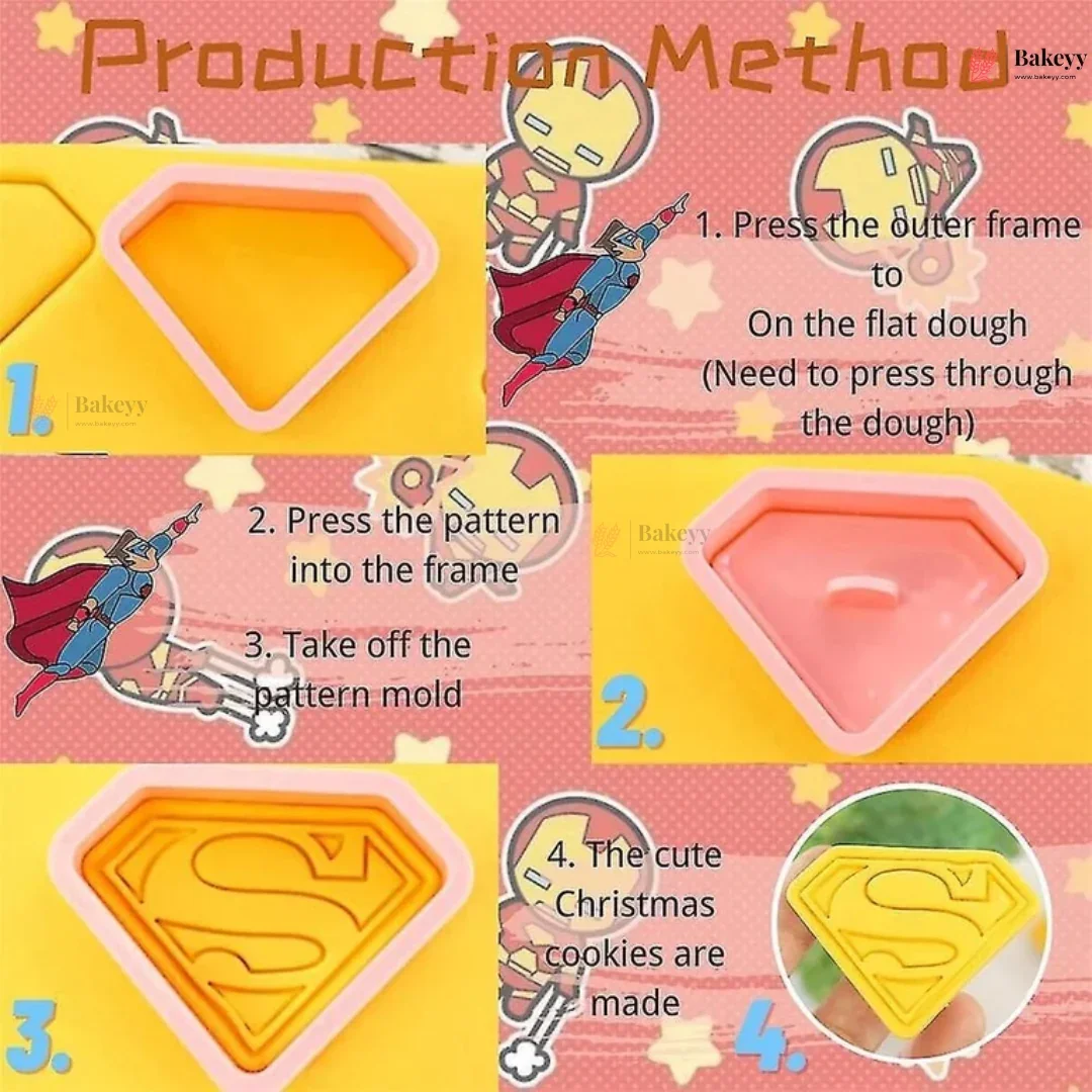 Superhero Theme Cookie Cutter & Embosser Set | 8 Piece | Pack of 1 - Image 5
