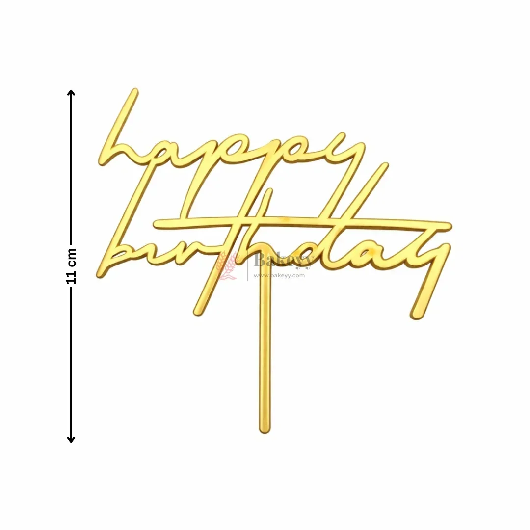 Gold Paper Toppers Happy Birthday Cake Topper | Premium Party Decoration | Pack of 1 - Image 3