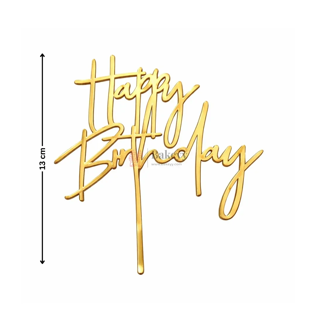 Gold Paper Toppers Happy Birthday Cake Topper | Premium Party Decoration | Pack of 1 - Image 6