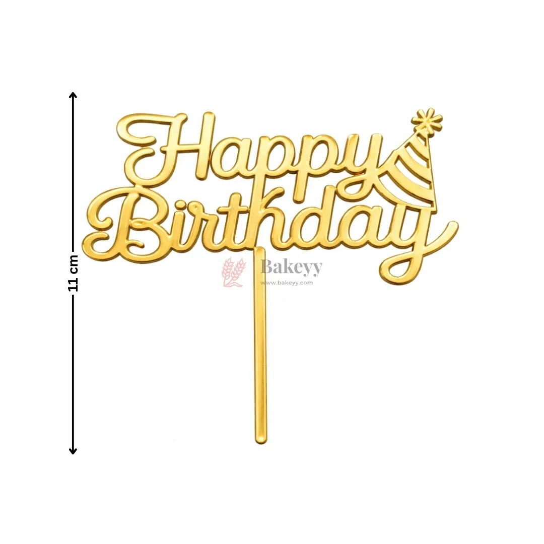 Gold Paper Toppers Happy Birthday Cake Topper | Premium Party Decoration | Pack of 1 - Image 7