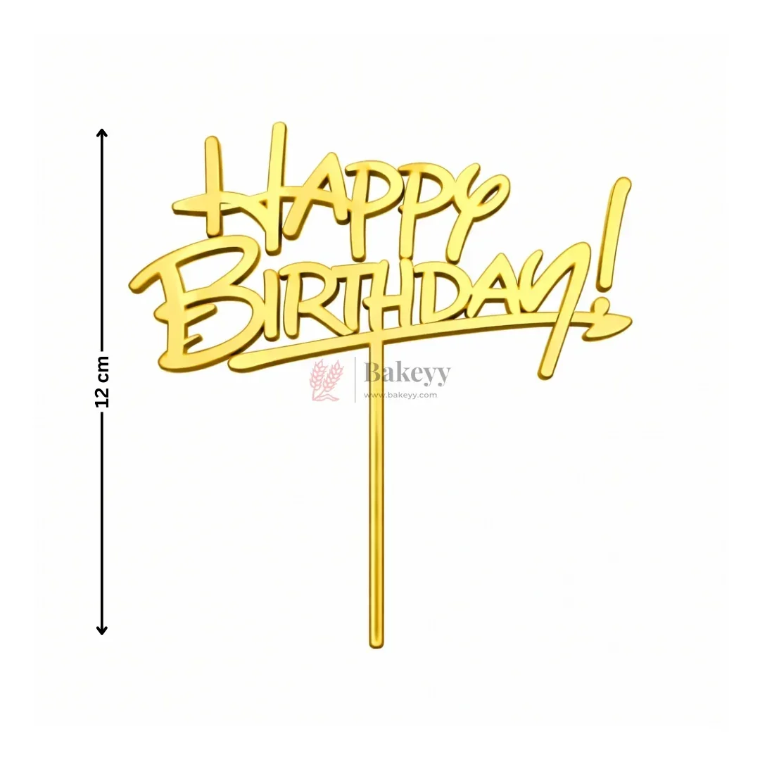Gold Paper Toppers Happy Birthday Cake Topper | Premium Party Decoration | Pack of 1 - Image 8
