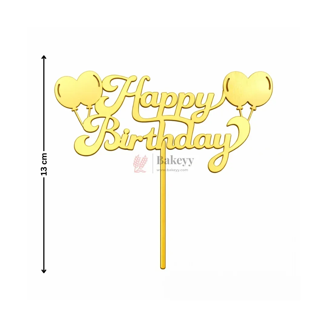 Gold Paper Toppers Happy Birthday Cake Topper | Premium Party Decoration | Pack of 1 - Image 9