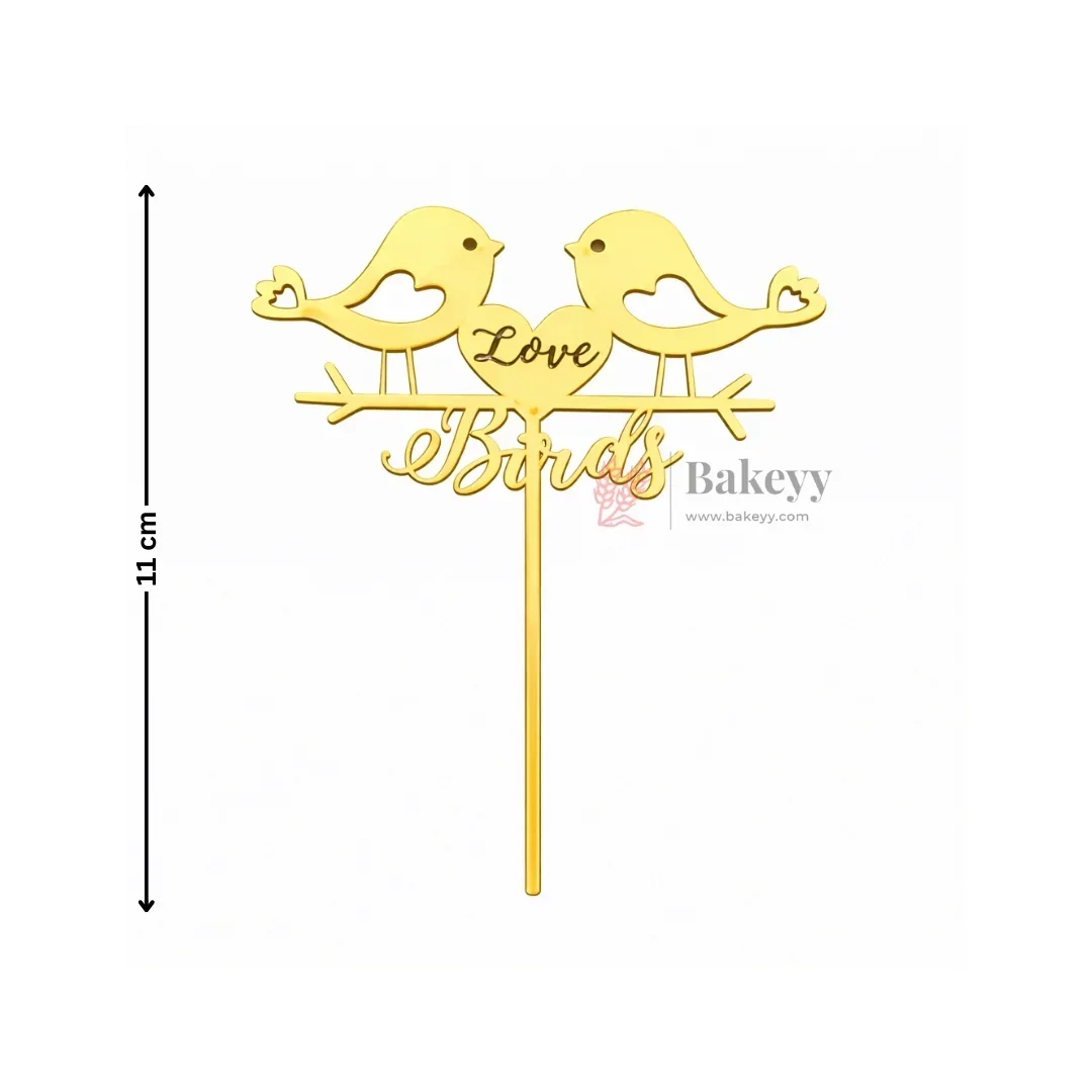 Premium Gold Mirror Cake Paper Topper – Happy Anniversary & Couple Theme l Pack of 1 - Image 3
