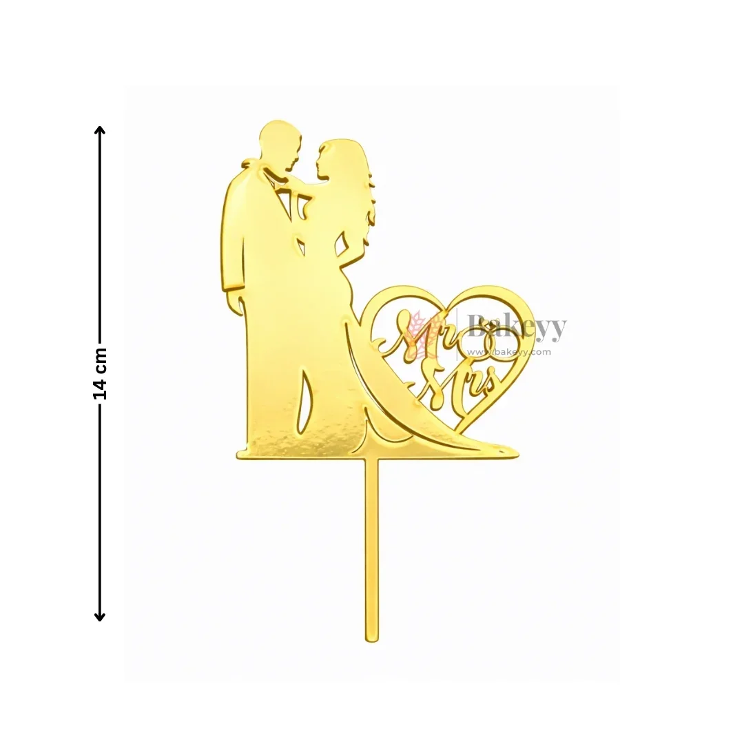 Premium Gold Mirror Cake Paper Topper – Happy Anniversary & Couple Theme l Pack of 1 - Image 6